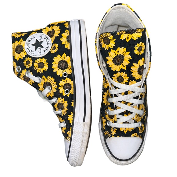Converse Shoes - Converse Sunflower High Top Chuck Taylor All-Star BlackYellow Men's 5  Women's 7